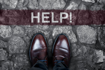 Help message on asphalt