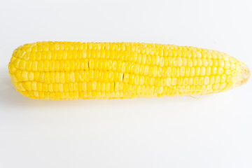 Boiled corn on white bakcground