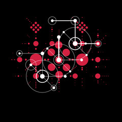 Obraz premium Vector red abstract background created in Bauhaus retro style. M