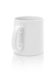 white ceramic mug isolated on white background