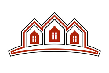 Colorful holiday houses vector illustration, home image with hor