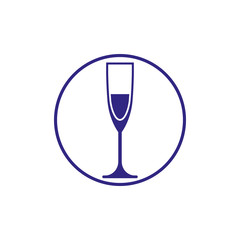 Classic champagne glass, alcohol beverage theme illustration. Li