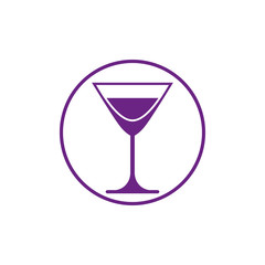 Alcohol beverage theme icon, classic martini glass placed in cir
