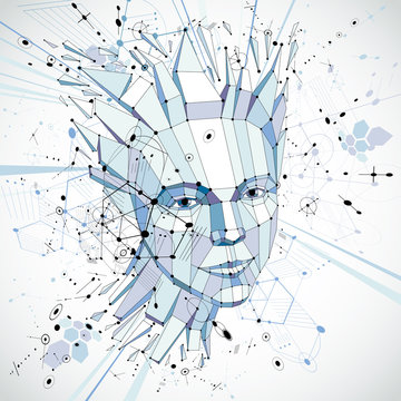 Futuristic 3d vector background made using Bauhaus elements. Hea