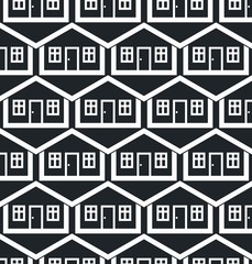 Real estate theme symmetric vector seamless pattern, abstract ho