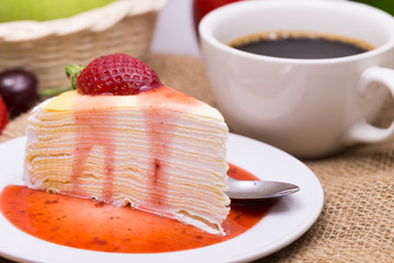crape cake and freshness strawberry