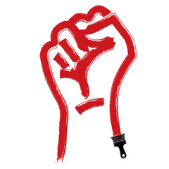 Vector brushed illustration of clenched fist held in protest, ha