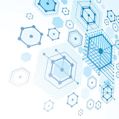 Bauhaus retro wallpaper, perspective blue art vector background