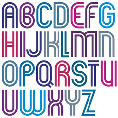 Colorful uppercase letters with rounded corners, bold double str