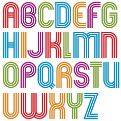 Colorful uppercase letters with rounded corners, animated stripe
