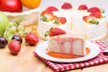 crape cake and freshness strawberry