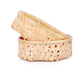Empty Bamboo Basket on white background