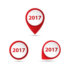 Set of 3D vector pointer with the number of new year 2017