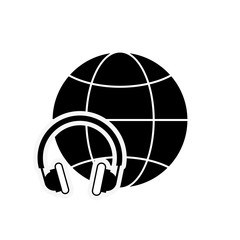 Fototapeta premium flat design earth globe diagram and headphones icon vector illustration