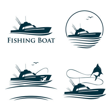 Collection of Fishing Boat Logo Template
