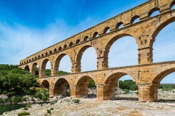 Ancient aqueduct Pont Du Gard in Southern France