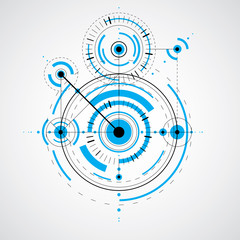 Fototapeta premium Technical blueprint, vector digital background with geometric de