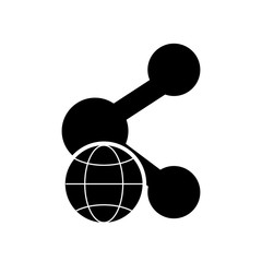 flat design earth globe diagram and connection icon vector illustration