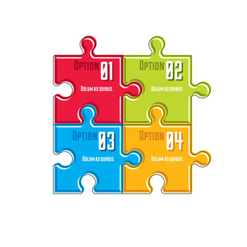 Puzzle elements infographic composition, layout of jigsaw puzzle