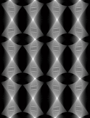 Black and white illusive abstract seamless pattern with overlapp