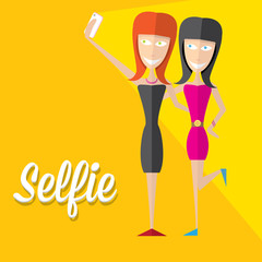 Taking Selfie Photo on Smart Phone concept