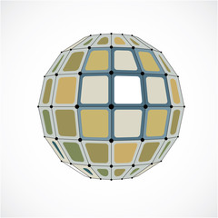 Vector dimensional wireframe low poly object, spherical yellow f