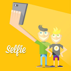 Taking Selfie Photo on Smart Phone concept