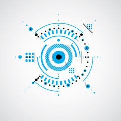 Geometric technology vector drawing, technical wallpaper in blue
