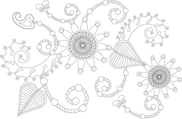 Zentangle stylized flowers black and white hand drawn vector illustration 