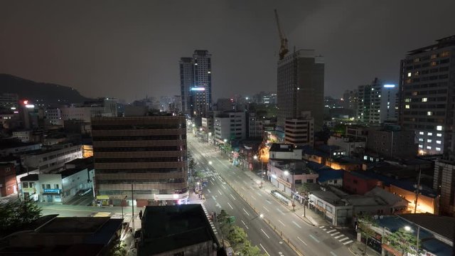 Cinemagraph - Timelapse shot of transport traffic on busy highway in night Seoul, South Korea