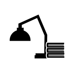 flat design lamp and book stack icon vector illustration