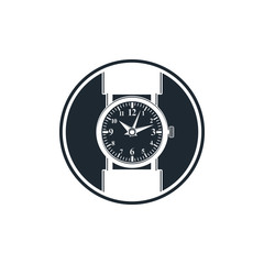 Graphic pocket watch illustration. Wristwatch with dial and an h