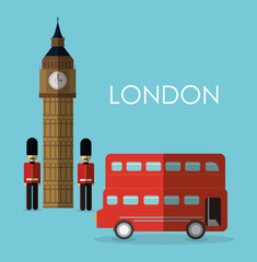 Fototapeta na wymiar bus big ben soldier london england landmark patriotic british culture icon. Colorful design. Vector illustration
