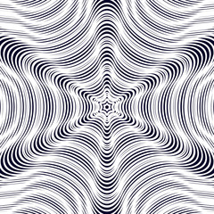 Illusive vector background with black chaotic lines, moire style