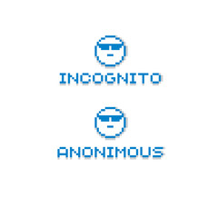 Anonymous personality wearing eyeglasses. Vector retro sign made