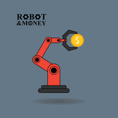 Robotic arm with money illustration