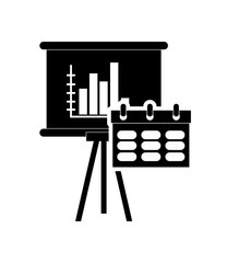 flat design calendar and graph chart icon vector illustration