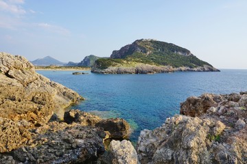 Fototapeta na wymiar The omega-shaped Voidokilia beach near Navarino and Pylos, Greece