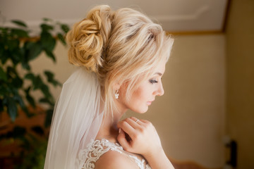 Last preparation of amazing bride at home