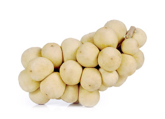Southern Langsat Thai fruits close up isolated on white backgrou