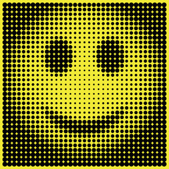 Smiley face in halftone dots style