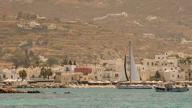 Sailboat at Paroikia at Paros island in Greece.
