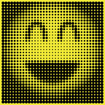 Smiley face in halftone dots style