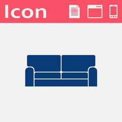 vector flat icon of sofa. Web UI home furniture illustration