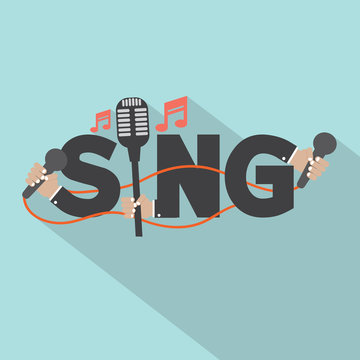 Sing Typography With Microphones Design Vector Illustration