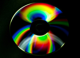 CD and DVD disk on black background