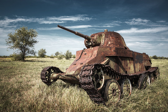 old rusty military tank