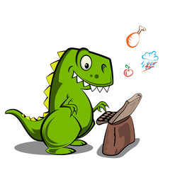 dinosaur working whith laptop, internet of things.