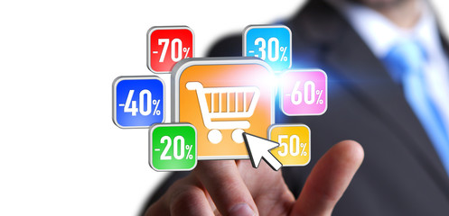 Young man shopping during sales period