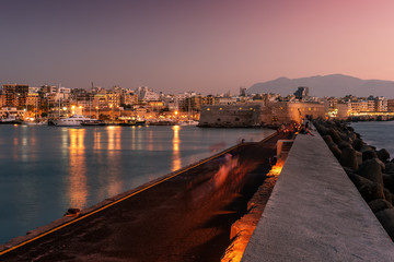 Naklejka premium Harbor and Old Town of Heraklion, Crete, Greece